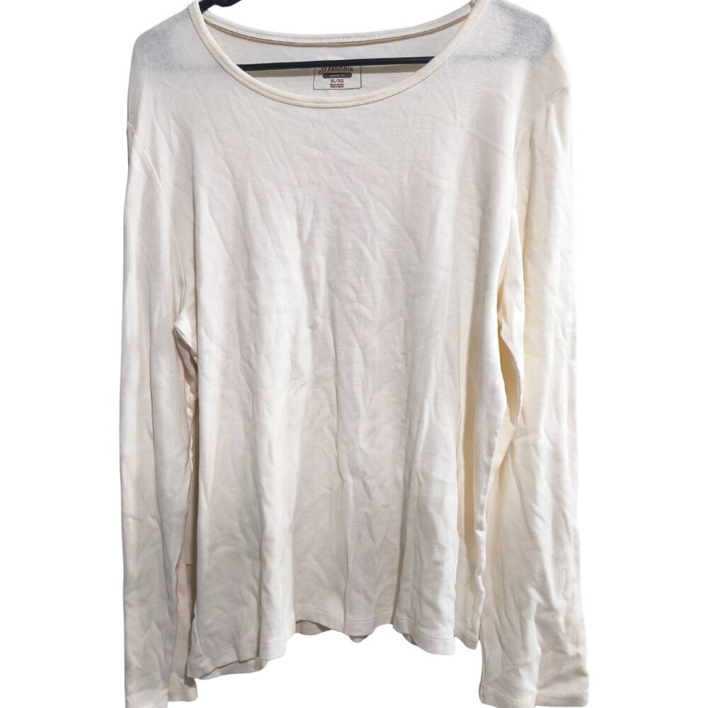 St. John's Bay XL Cream Ivory Long Sleeve Crew Neck Classic Tee